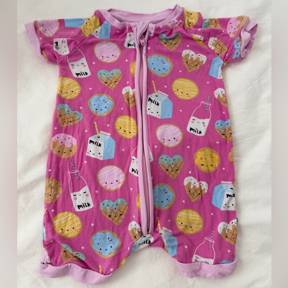 Little Sleepies Cookies and Milk shorty zippy pajamas  3-6 months